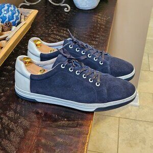 Johnston & Murphy Navy Suede Sneakers with Light Gray Heel